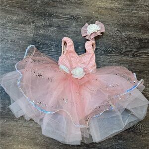 Weissman Pink Sparkle Tutu Dress with Hairpiece